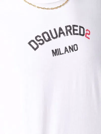 Dsquared2 Men's White Cotton T-shirt With Logo