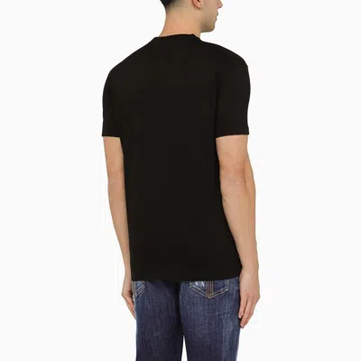 Dsquared2 Black Crewneck T-shirt With Maxi Logo Print On The Front In Cotton Man