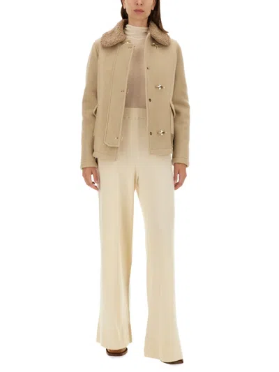 Fay Textured Wool Jacket With Plush Collar