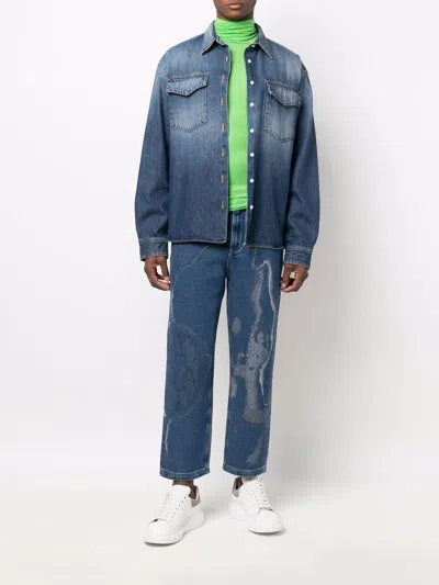 Fendi Multicolor Calf Leather Trousers For Men