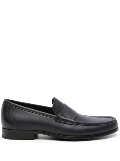 Ferragamo Black Loafer With Logo In Leather Man