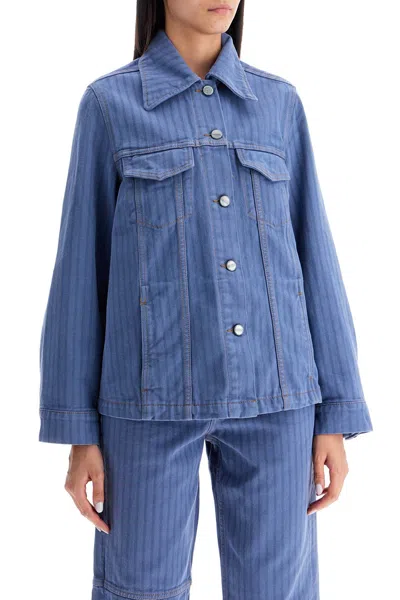 Ganni Stripe Overdyed Denim Jacket
