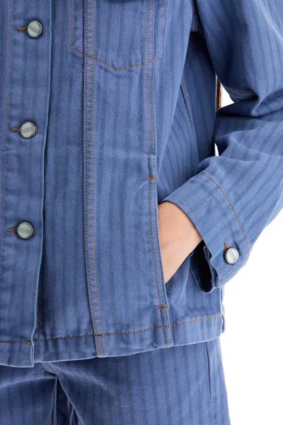 Ganni Stripe Overdyed Denim Jacket