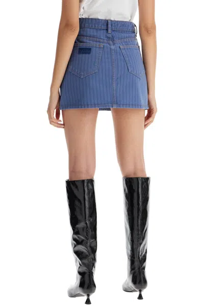 Ganni Blue Stripe Overdyed Denim Miniskirt