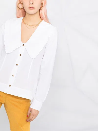 Ganni White Sailor Collar Shirt