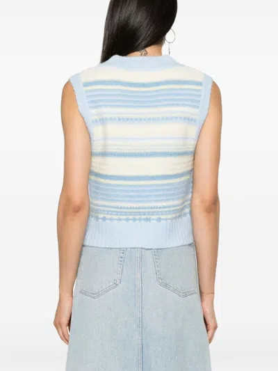 Ganni Wool Vest Knitwear Light Blue