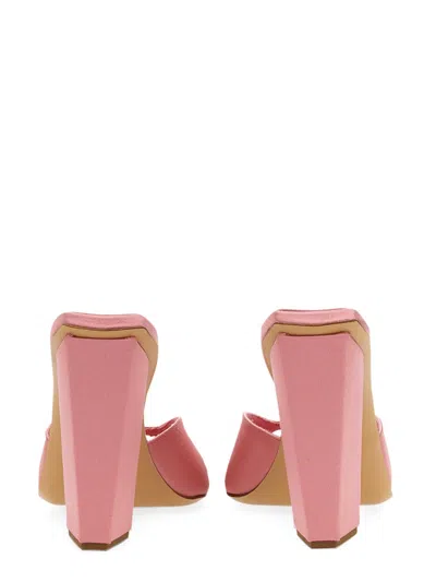 Gia Borghini Eleven Point Five Centimeter Heel Sandal With Square Toe In Pink