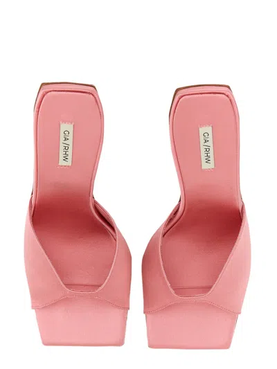 Gia Borghini Eleven Point Five Centimeter Heel Sandal With Square Toe In Pink