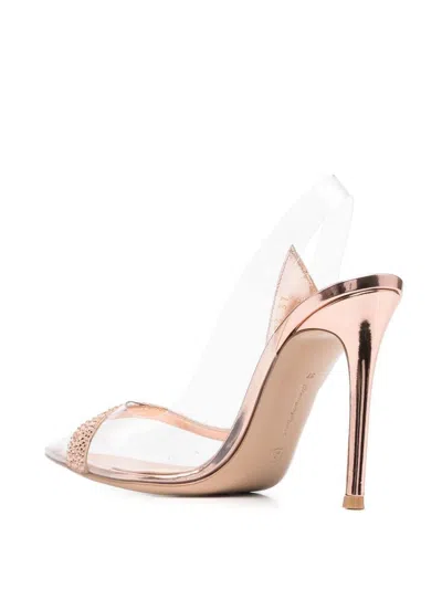 Gianvito Rossi Bronze Hortensia Pumps With Transparent Inserts And Crystal Embellishments For Women
