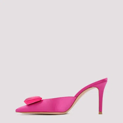 Gianvito Rossi Crystal-detail Satin Slingback Pumps