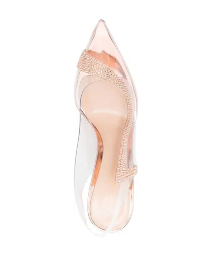 Gianvito Rossi Bronze Hortensia Pumps With Transparent Inserts And Crystal Embellishments For Women