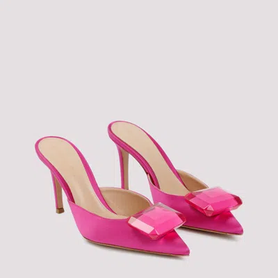 Gianvito Rossi Crystal-detail Satin Slingback Pumps