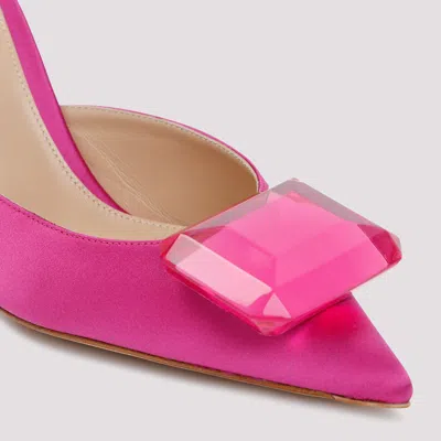 Gianvito Rossi Crystal-detail Satin Slingback Pumps