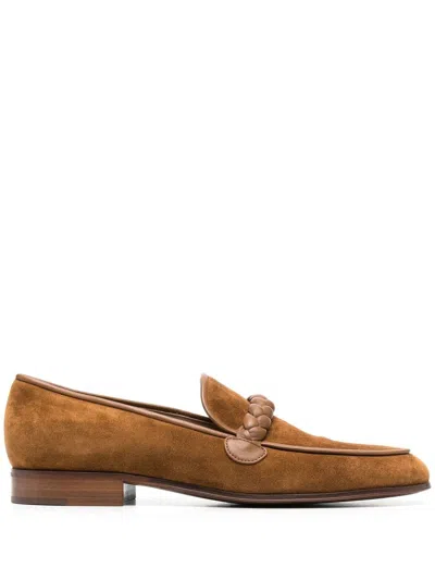 Gianvito Rossi Luxurious Braided Suede Loafers.