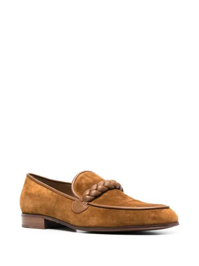 Gianvito Rossi Luxurious Braided Suede Loafers.