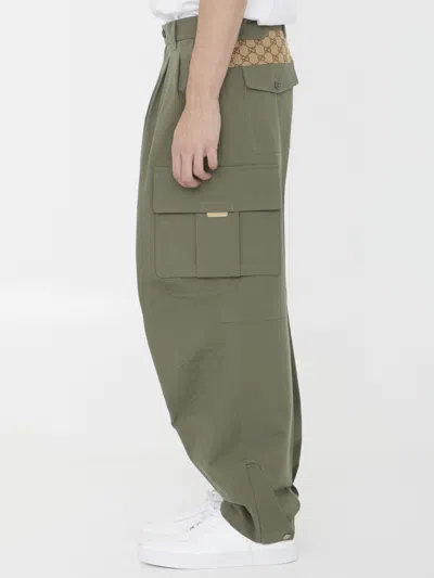 Gucci Cotton Ripstop Cargo Pants With Monogram Fabric Inserts