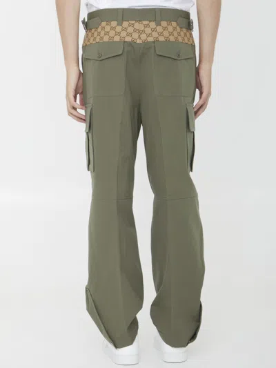 Gucci Cotton Ripstop Cargo Pants With Monogram Fabric Inserts
