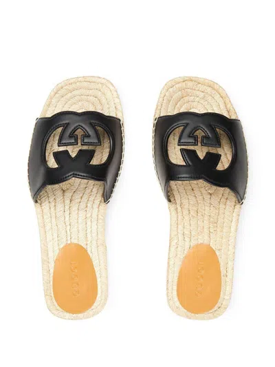 Gucci Interlocking G Cutout Leather Sandal