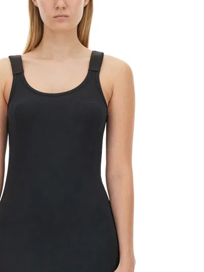 Helmut Lang Ribbed Texture Scoop Neckline Slim Fit