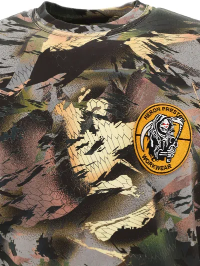 Heron Preston "flaming Camo" Crew Neck T-shirt In Green