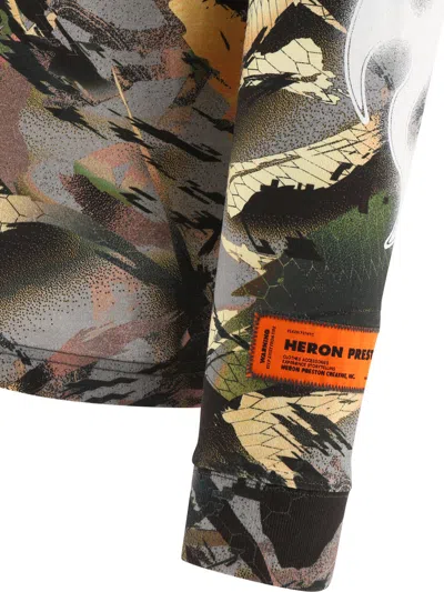 Heron Preston "flaming Camo" Crew Neck T-shirt In Green