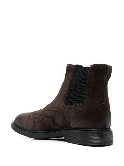 Hogan Man Ankle Boots Brown Size 10 Soft Leather