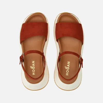 Hogan Suede Leather Sandals In Animal Print