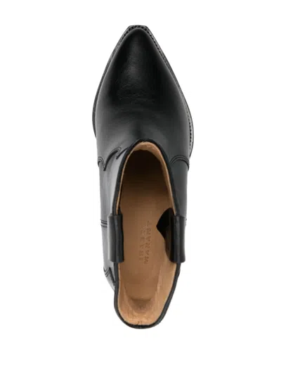 Isabel Marant Dewina Black Slip-on Ankle Boots With Low Block Heel In Leather Woman