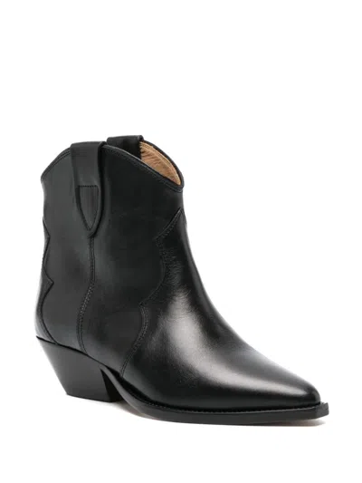 Isabel Marant Dewina Black Slip-on Ankle Boots With Low Block Heel In Leather Woman