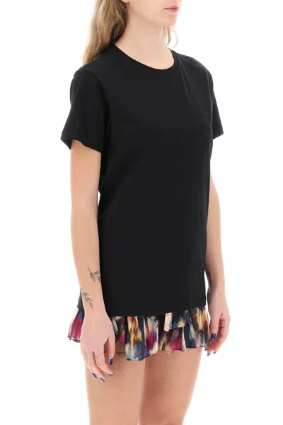 Isabel Marant Étoile Black Crewneck T-shirt With Logo Embroidery In Cotton Woman Isabel Marant Etoile