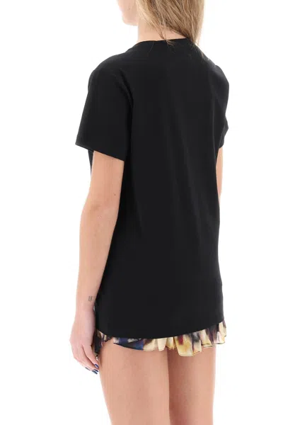 Isabel Marant Étoile Black Crewneck T-shirt With Logo Embroidery In Cotton Woman Isabel Marant Etoile
