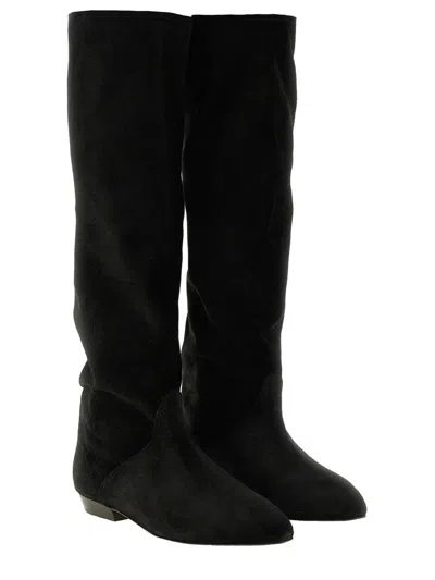 Isabel Marant 'sayla' Black Boots With Draping In Suede Woman
