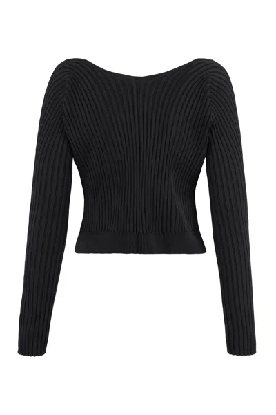 Jacquemus La Maille Pralu Longue Black Cardigan Women