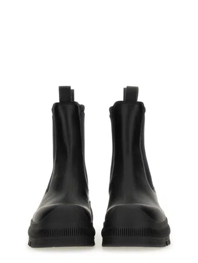 Jil Sander Black Black Leather Chelsea Boots In Black