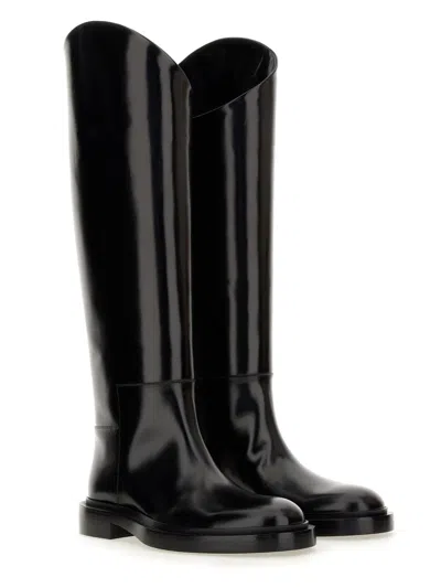 Jil Sander Asymmetric Leather Boots