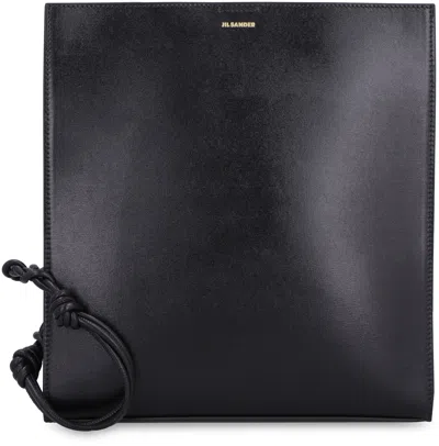Jil Sander Tangle Medium Black Leather Shoulder Bag