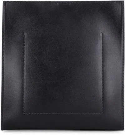 Jil Sander Tangle Medium Black Leather Shoulder Bag