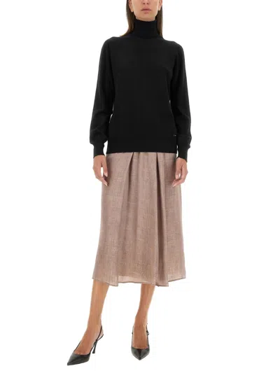 Kiton Flowing Midi Skirt In Silk-viscose Blend