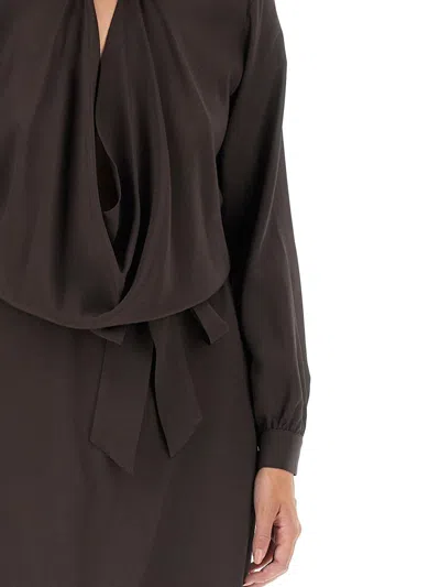 Kiton Silk Dress With Buttoned Cuffs And Waist Tie