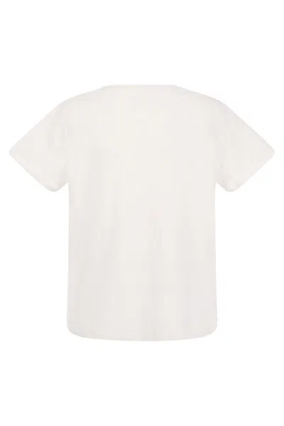 Majestic Crew Neck T Shirt In Linen And Short Sleeve