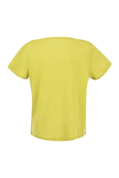 Majestic Crew-neck T-shirt In Linen And Short Sleeve