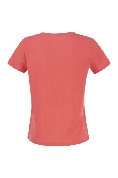 Majestic Crew Neck T Shirt In Linen And Short Sleeve