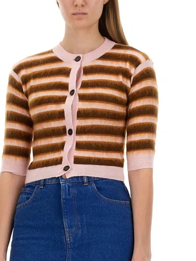 Marni Cropped Cardigan With Playful Stripe Pattern