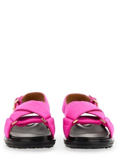 Marni Woman Sandals Fuchsia Size 6 Textile Fibers