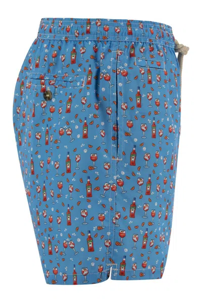 Mc2 Saint Barth Lightweight Fabric Swim Boxer Shorts With Print