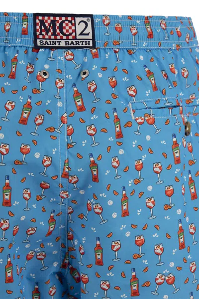 Mc2 Saint Barth Lightweight Fabric Swim Boxer Shorts With Print