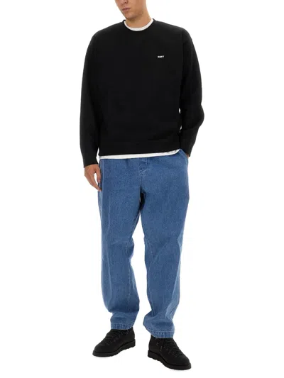Obey Men's Lightweight Crewneck Sweatshirt Bold Box Fit Premium Crew Fleece Black