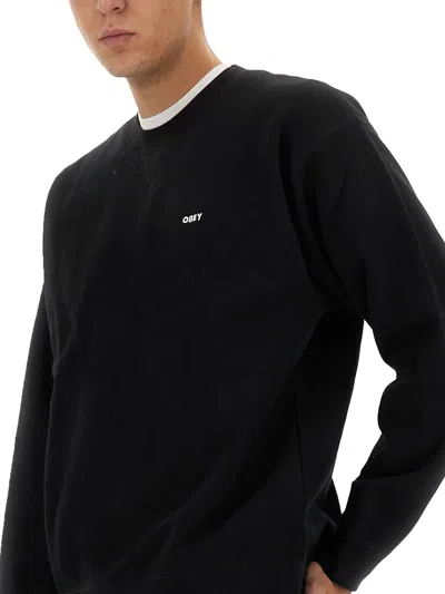Obey Men's Lightweight Crewneck Sweatshirt Bold Box Fit Premium Crew Fleece Black