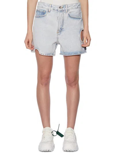 Off-white High Waisted Denim Shorts With Cut-out Details For Men