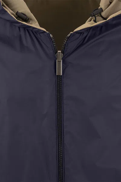 Peserico Men's Reversible Jacket With Hood In Blue